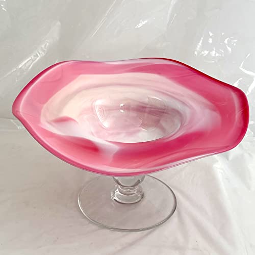 Oberstdorfer Glashütte Rosa Glasschale mundgeblasen Kunstglasschale Fussschale Dekoschale bunt Durchmesser 24 cm Höhe ca. 14 cm