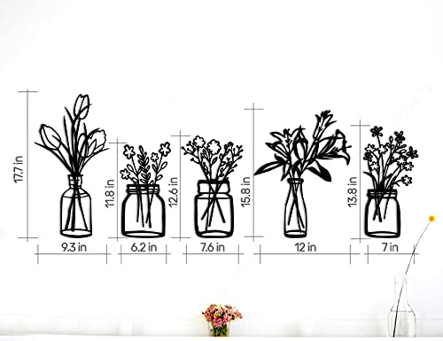 5 pezzi fiore decorazione della parete arte fiore in vaso largo decorazione della parete giardino metallo appeso a parete per la primavera home office decorazione della parete inaugurazione della casa