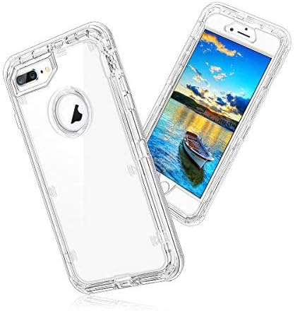 WESADN Case for iPhone 8 Plus Case,iPhone 7 Plus Case,Heavy Duty Shockproof Protection Cover Anti-Scratch Clear Back Full Body Crystal Defense TPU Bumper+ PC Drop Protective Shield for iPhone 8 Plus