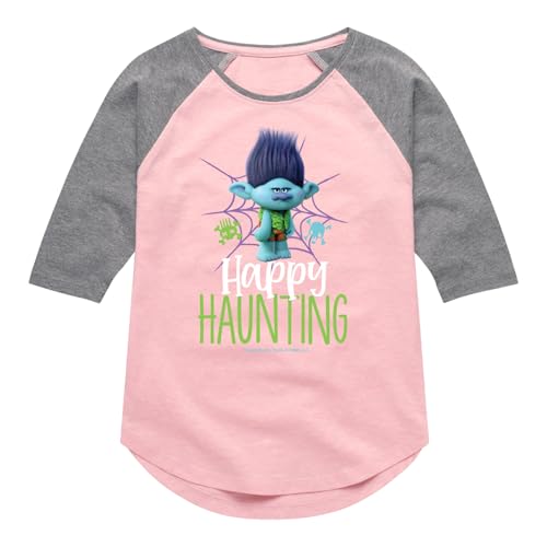HYBRID APPAREL Trolls - Happy Haunting Branch - Toddler & Youth Girls Raglan Graphic T-Shirt