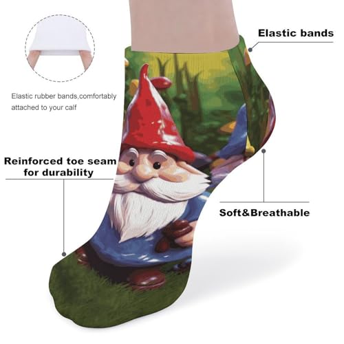 5 Pairs of Cotton Ankle Socks for Women Men Colorful Gnomes Low Cut Socks for Running Hiking No Show Athletic Sock3