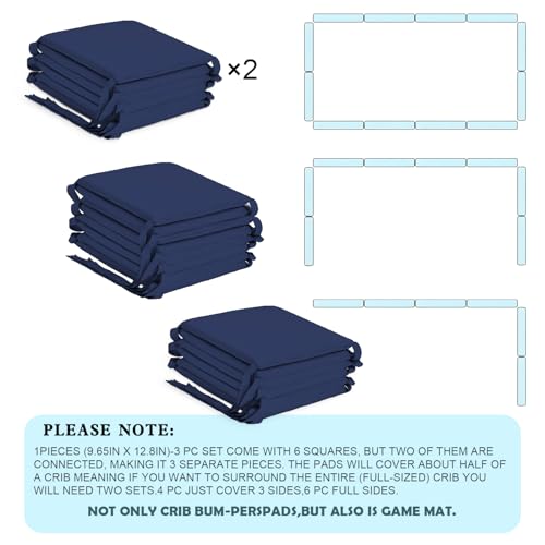 BDTROL 6 Pc Crib Mesh Corner Edge-Iner Lining Strips Soft Cushion(Inner Liner Only)- Polyester - Washable, Reusable(01)-About 6 Pieces (9.85in x 11.8in) (blue-6pc)