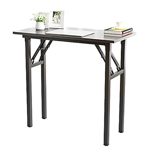 sogesfurniture Bureau Pliable d’Ordinateur Informatique Table Pliante Cuisine Petit Bureau Mural Rabattable 80x40x75cm Console Meuble Bois Métal pour Travail Conférence Gaming Domicile Noir