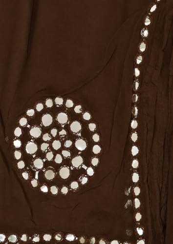 Image of YOUTHQUAKE Plastic Mirror Work Embroidered Chiffon Dupatta for Women & Girls