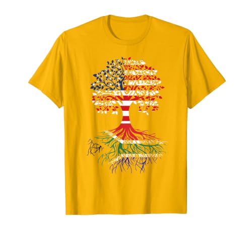 South African Roots American Grown Tree Flag T-Shirt, Men, Golden Yellow, Large