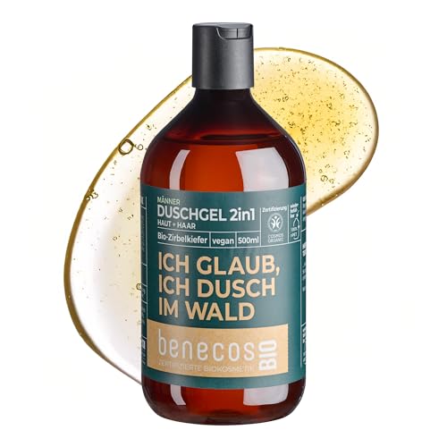 BenecosBIO Duschgel 2in1 Ich glaub ich dusch im Wald - Bio-Zirbelkiefer - zertifizierte Naturkosmetik - vegan - sanfte Reinigung für Haut & Haare - nachfüllbar - 500ml