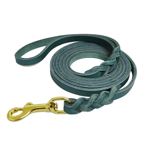 LWBMG Correa de cuero para perro de 6 pies para perros pequeños y medianos, correa de entrenamiento genuina trenzada fina y suave (3/8 pulgadas x 6 pies, azul)