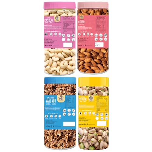 Image of 41 Foods Premium Dry Fruits Combo of Almonds Cashews Pista and Walnuts | 1 KG (250g x 4)