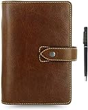 Filofax Malden Ochre Personal Size Leather Organizer Agenda Planner Ring Binder Calendar with DiLoro Jot Pad Refills 2018 025808