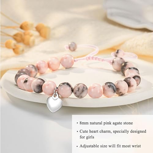 Roze Natuursteen Armband Sieraden Kaart Cadeaus voor Zusters Verjaardagscadeaus voor Meisjes Vriendschapsarmband Cadeaus voor beste vrienden - Afbeelding 4