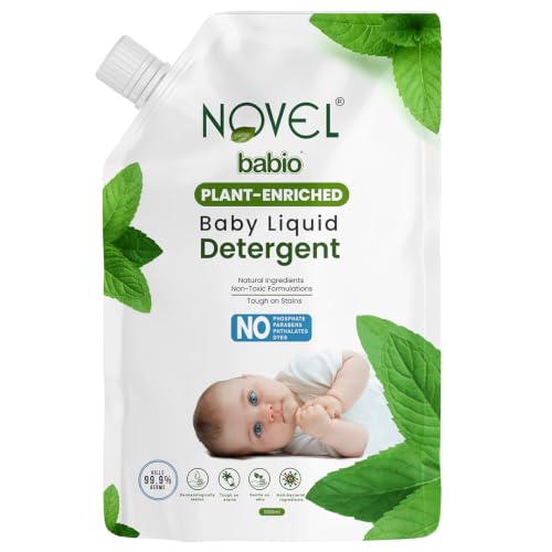 Image of Novel Plant Enriched Baby Liquid Detergent Refill Pack 1000ml | Neem & Coconut Cleansers | pH Balanced | No Phosphates, Sulphates, Parabens, Phthalates & Dyes | IFRA Allergen-Free Fragrance