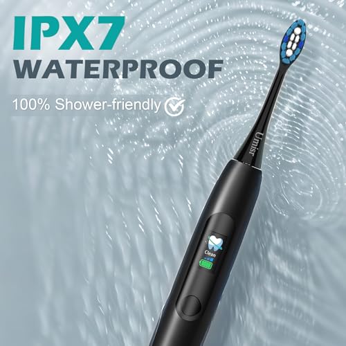 Image of Electric Toothbrush for Adults - 90 Day Battery Life, Rechargeable Sonic Toothbrushes with Pressure Sensor, Smart Screen Travel Electric Toothbrush with Case, 5 Cleaning Modes & 3 Intensities Settings