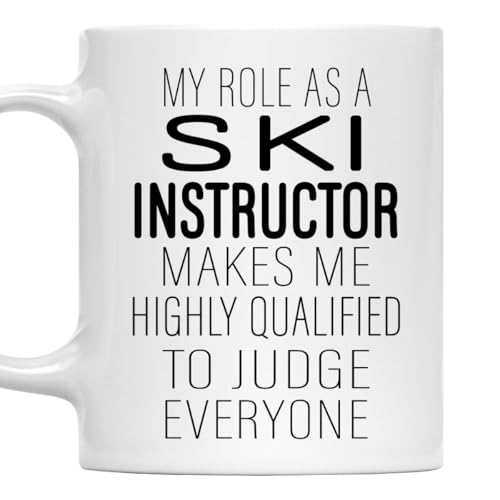 Taza de cerámica blanca 11oz para instructor de esquí miniatura 1