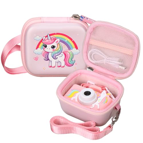 Funda infantil para cámara diseño unicornio rosa