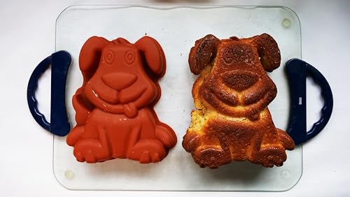 Silver-Stage Hunde Backform Hund Silikon Kuchenform für Kindergeburtstage Backen Eis Schokolade Brot Dessert Pudding - BPA Frei | Silikon Silikonform Mini Brownie Puddingform Geburtstag (Hellbraun)
