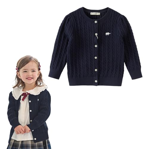 DAVE&BELLA Baby Cardigan Sweater, Long Sleeve Button Cable-Knit Cardigan Toddler Girl Boy Sweatshirt Spring Fall Outfits Coat