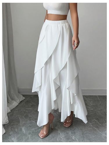 Verdusa Women's Renaissance Ruffle Asymmetrical Flowy Skirt High Rise Maxi Skirts3