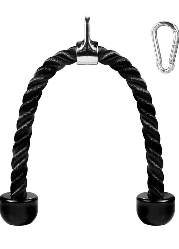 Triceps Rope Handle,Nylon Triceps Rope,Cable Attachment,Heavy Duty,macchine Accessories,Multy Exercise,Gym and Home use,snap Hooks Free-image-24