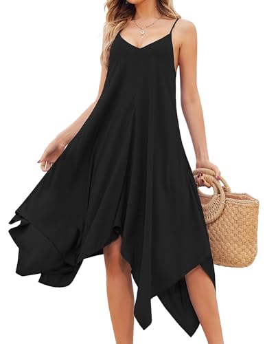 Image of Chigant Women's 2026 Summer Dress Casual Boho Sundress Spaghetti Strap Swimwear Cover Up Beach Flowy Midi Vacation Dresses