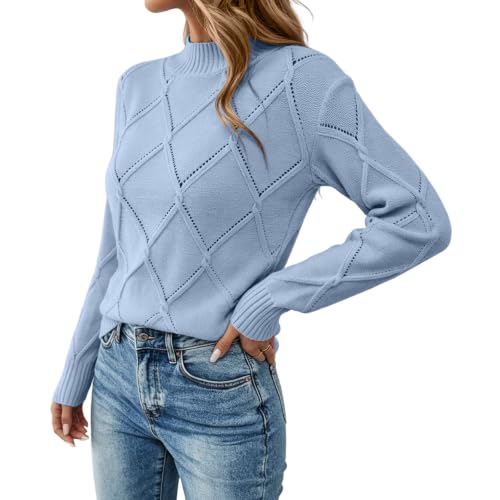Sweaters For Women Trendy Mock Neck Long Sleeve Tops Casual Cozy Pullover - image 3