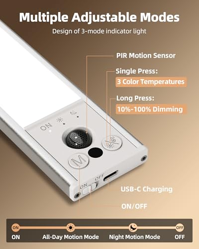 EZVALO 4 Pack Under Cabinet Lights 2400mAh Rechargeable Motion Sensor Light Indoor Wireles - image 9