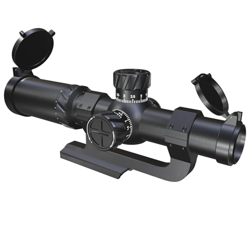 1-6x24 IR LPVO Rifle Scope with 30mm Cantilever Mount, 5 Levels Red and Green SFP Illumination Mil Dot Reticle Scope (MOA) with Zero Reset, Waterproof Fog-Proof Shockproof Gun Scopes (1-6x24 IR)