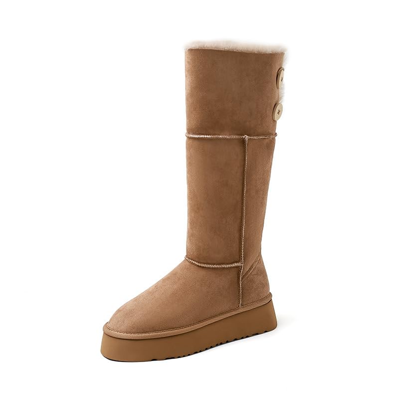 Heavy soled oversized round toe snow boots for Womens winter 2025 double comfort pile warm cotton boots