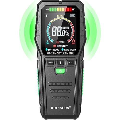 RDINSCOS Misuratore di Umidità per Pareti Misurazione Non Distruttiva Misuratore di Umidità del Legno con Display LCD Rilevatore di Umidità per Pareti, Legno, Caravan, Tetto, Pavimento