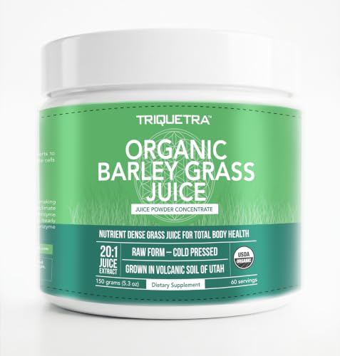Organic Barley Grass Juice Powder - Grown in Volcanic Soil of Utah - Raw & BioActive Form, Cold-Pressed then CO2 Dried – Gluten Free, GMO free, Vegan - Complements Wheatgrass Juice Powder - 5.3 oz