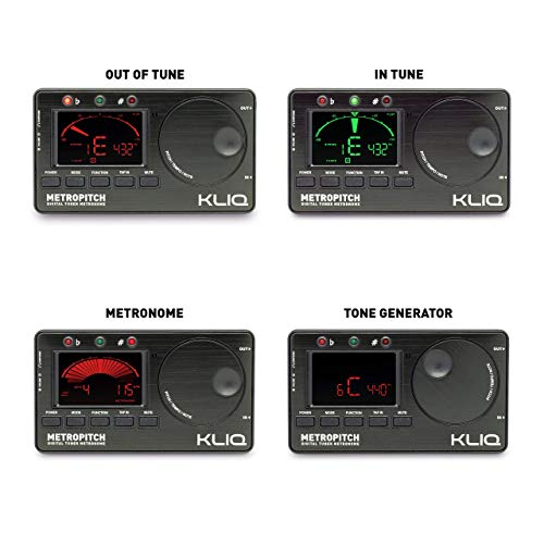 Kliq Metropitch - Metronome Tuner For All Instruments - With Guitar, Bass, Violin, Ukulele, And Chromatic Tuning Modes - Tone Generator - Carrying Pouch Included, Black #TOP5
