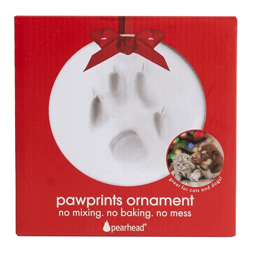 Pearhead Haustierpfotenabdruck, rund, weiß, DIY-Kit, Weihnachten