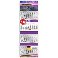 PRIMUS PRINT XXL Kalender 2026 - Mehrblock Wandkalender - 4-Monatskalender - mit Datum Schieber, Kalender zum Aufhängen - inklusive Feiertagen & Ferien - verschiedene Motive - [ 1x Lavendel ]