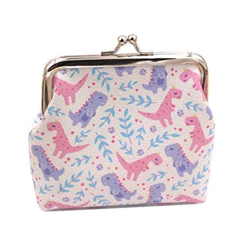 XPT Carteira Feminina Bolsa De Moedas De Dinossauro Fofo Couro Falso Kiss Lock Mini Carteira Embreag