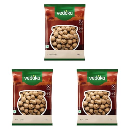 Image of Amazon Brand- Vedaka Soy Chunks, 1 Kg (Pack of 3)