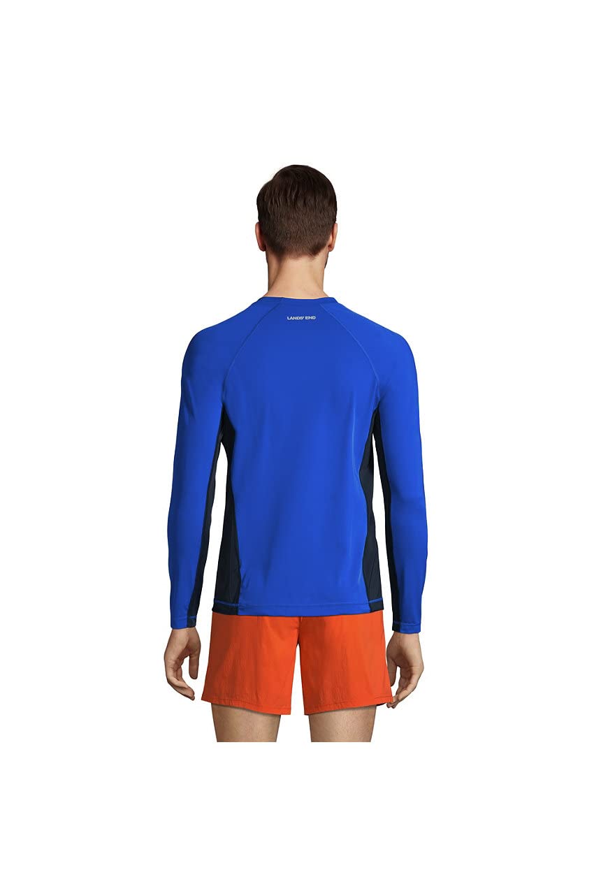 Lands' End Mens Long Sleeve Swim Tee Rash Guard Vibrant Blue Regular XX-Large