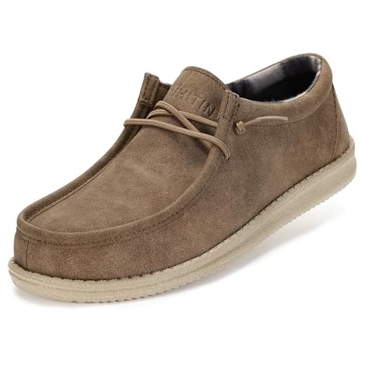 WHITIN Men's Slip-on Loafers Fashion Boat Shoes, Light Brown, 11