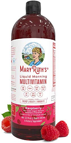 Liquid Multivitamin for Men & Women by MaryRuth’s, Vegan Vitamin A, B, C, D3, E & Amino Acids, Sugar Free, 1 Month Supply,Raspberry, 32 Fl Oz