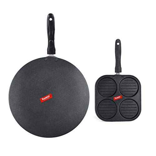 Image of Sumeet NonStick Srebrna Cookware Set (Conceve /Roti Tawa - 28Cm Dia + Mini Multi Snack Maker - 4 Cavity -19.5cm)
