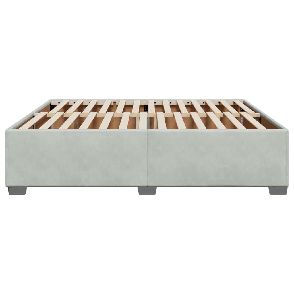 Letto in Velluto Imbottito Grigio Chiaro Giroletto 200x200 cm