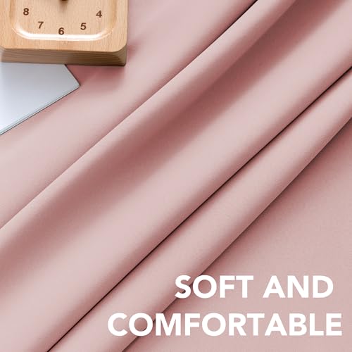 Image of H.VERSAILTEX Baby Pink Blackout Curtains for Living Room Thermal Insulated Window Treatment Panels Room Darkening Blackout Drapes Back Tab /Rod Pocket Bedroom Draperies, 52 x 102 Inch, 2 Panels