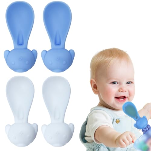 ZEPIQOR Cucharas de Silicona para Bebés y Accesorios para Bolsas de Comida: Fáciles de Limpiar, Antifugas, Ideales para Alimentación Infantil y Bolsas Variadas, Aptas para Bebés de +3 Meses, Pack de 4