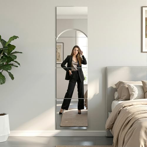 STAWDY Frameless Mirror Tiles 11"x11"x4 Pcs Wall Mounted, Shatter Resistant