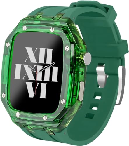 Boîtier montre jauni résolu: bracelet caoutchouc transparent Apple Watch 45mm 44mm