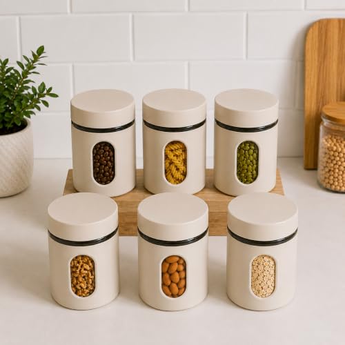 Image of SR (Pack of 6) Oval Window Plastic Storage Container | Airtight Kitchen Storage Containers | Containers for Kitchen Storage with Window for Snacks, Dry Fruits, Tea & Coffee (Multicolor)(500ml)
