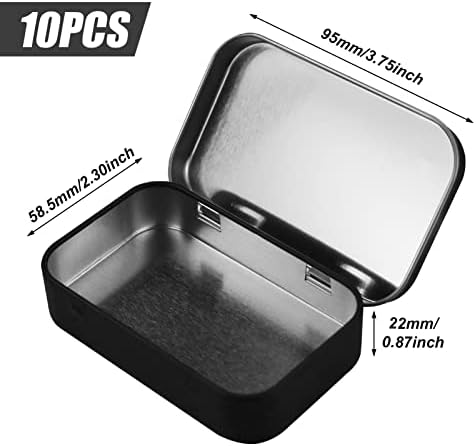 SZCXDKJ 8PCS Tins Containers, Metal Rectangular Tin Cans, Portable Empty Hinged Household Storage Box with Lid for Candy Key Earrings 95x60x21mm (Silver and Black)