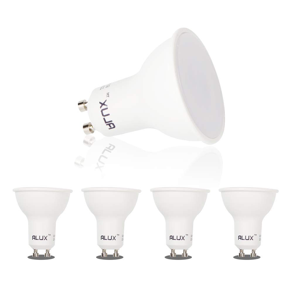 ALUSSO 7W GU10 LED Light Bulbs, 560lm Warm White 3000K, Non-dimmable, 120° Beam Angle, LED Spotlight Bulbs Suitable for Living Room, Bedroom, Kitchen, Pack of 4