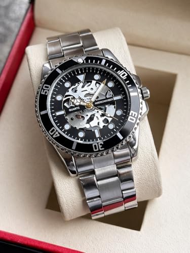 Image of AMERICANVIBER Luxury Diver Watch with Green Dial, Stainless Steel Band, Date Display, Quartz Movement