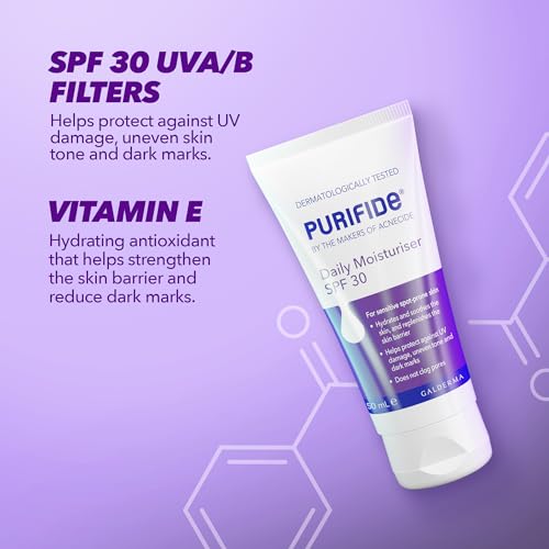 Purifide by Acnecide SPF 30 Daily Face Moisturiser for Acne Prone Skin & Blemish Control 50ml - Image 3
