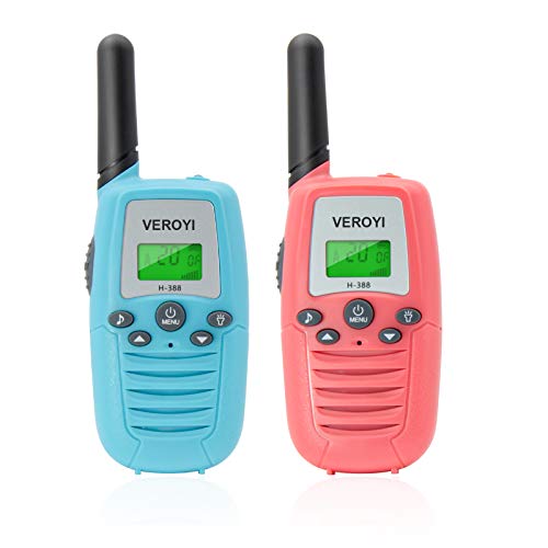 Veroyi Walkie Talkies for Kids, 22 Channels 2 Way Radio Children Toys with Backlit LCD Display, Flashlight for Outdoor Activity Camping Hiking(2 Packs)