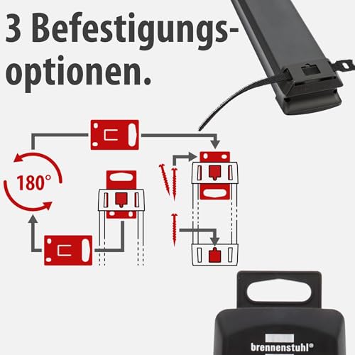 Brennenstuhl Premium-Line Steckdosenleiste 6-Fach mit Überspannungsschutz bis zu 26.000A (Mehrfachsteckdose mit 1,8m Kabel und mit Schalter, Steckdosenleiste Wandmontage, Made in Germany) schwarz
